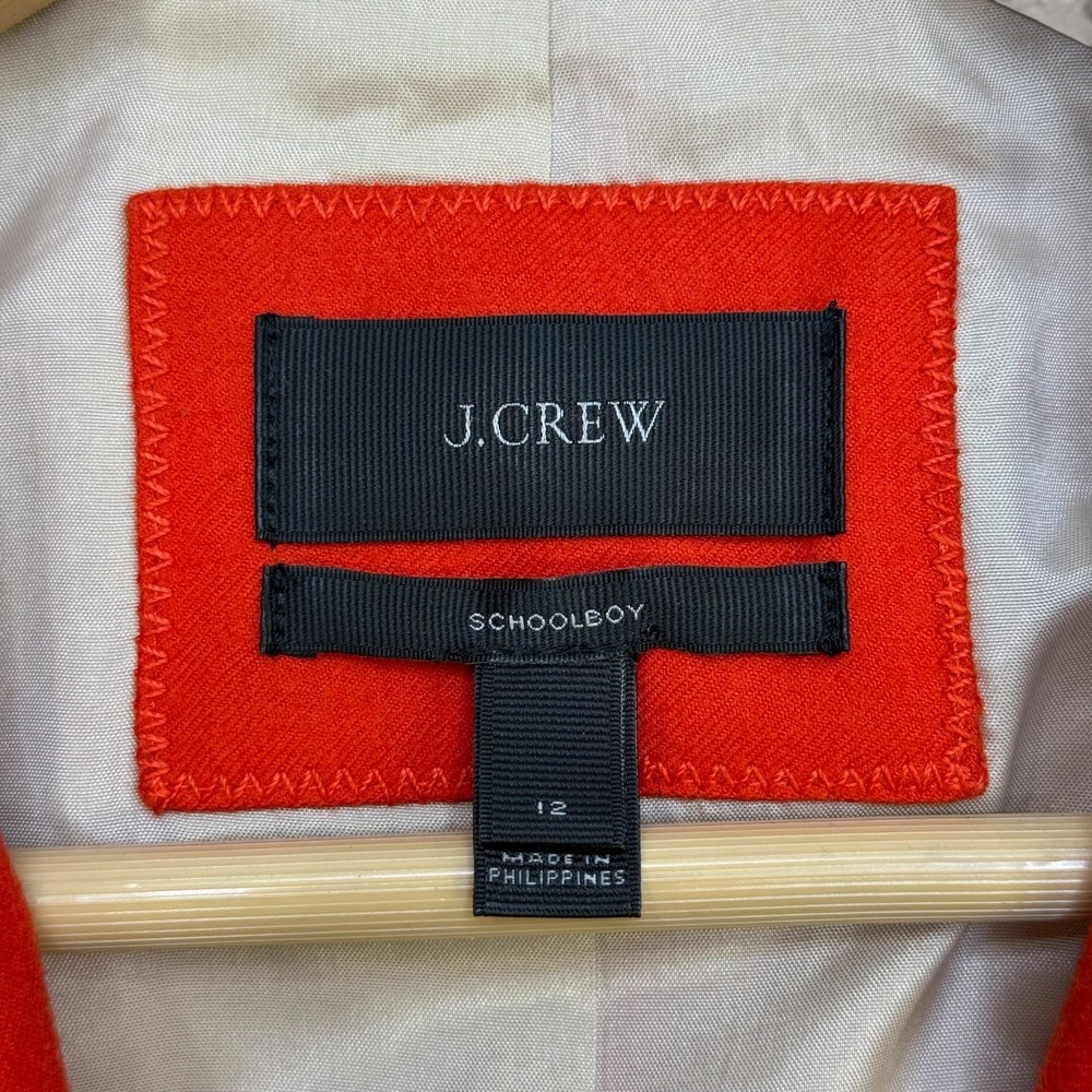 J.Crew Schoolboy Red Wool Blazer Gold Crest Buttons Size 12 - Picture 3 of 10